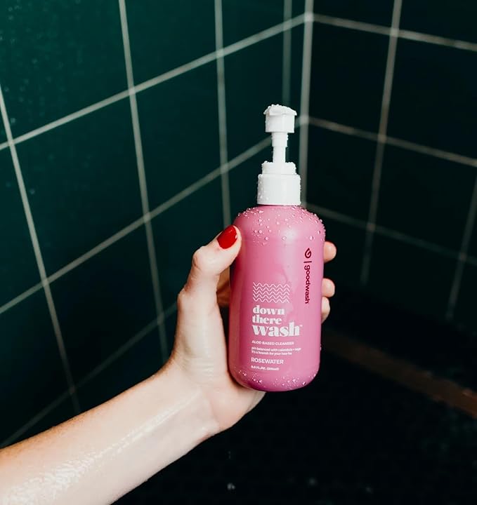 Down There Wash Aloe-Based Intimate Cleanser, pH-Balanced with Calendula and Sage, Rosewater Scent, 8.5oz