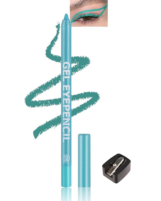 Waterline Gel Eyeliner Pencil, Lake Blue Matte Waterproof Long Lasting Cream Eye Liner Pencils with Sharpener, Hypoallergenic Highly Pigmented Precision Smudge-Proof Eyeliner Makeup Pen for Women-08