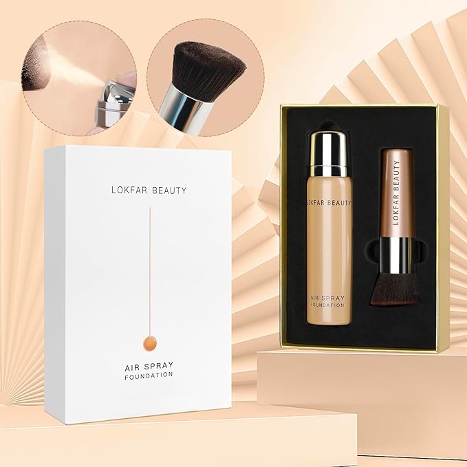 AirBrush Foundation Spray, Silky Mist Spray Makeup Kit with Brush, Full Coverage Foundation for Smooth Radiant Finish, Formula Breathable Lightweight Hydrating | #A06 Pearl