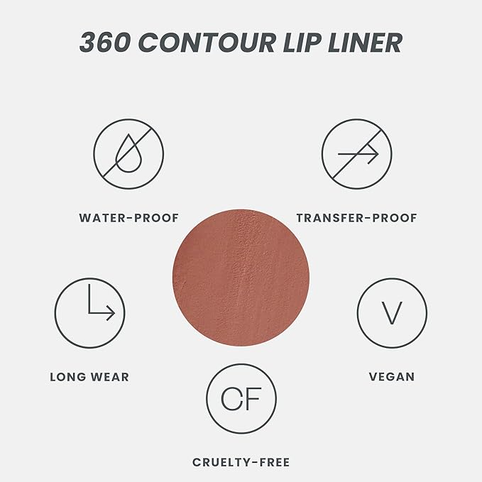 Wonderskin Lipliner Pencil - 360 Contour Lipliner, Long Lasting, Sharpenable, Waterproof and Transfer-Proof Brown Lip Liner Pencil (Saddle)