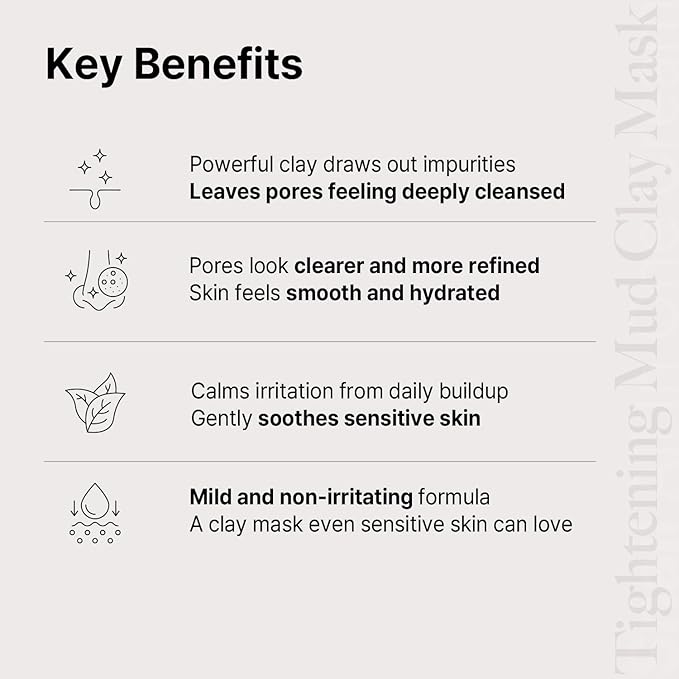 AVCA Pore Tightening Mud Clay Mask 200ml(6.76 fl. oz)– Oil Control Deep Cleansing with Kaolin & Bentonite, Minimizes the Look of Pores, Green Tea & Rice Powder