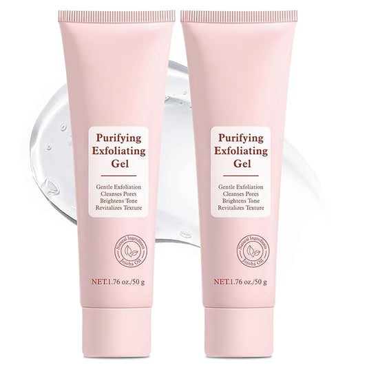 Purifying Exfoliating Gel, Facial Exfoliator Cleanser, Face Scrub, Natural Exfoliating Gel Purifying Cream, Gentle for Face Body, Deep Cleansing for All Skin (2PCS)