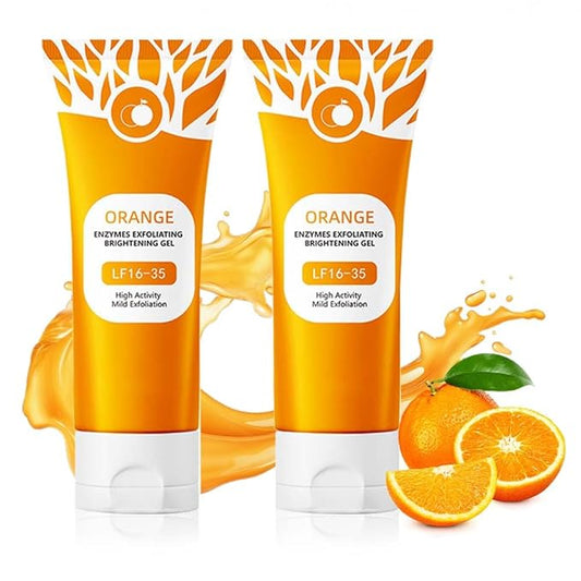 Orange Exfoliating Gel for Face & Body, 2025 Exfoliating Cleansing Gel Scrub, Orange Enzymes Exfoliatings Gels, Deep Clean Pores, Remove Blackheads & Moisturize Skin, All Types Skin (2pcs, 3.38 fl oz)