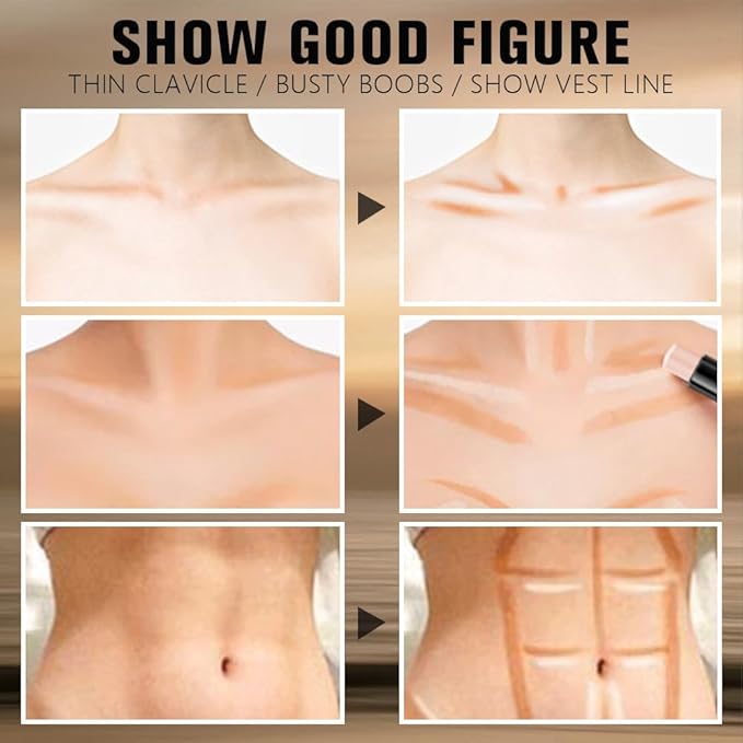 2Pcs Cream Contour Stick Face Body Makeup Dual Ended, Nude Light Beige & Nude Brown no Transfer Waterproof 2 in 1 Cream Concealer Stick Contouring Makeup Set, Nose Contour Bronzer Sticks Highlighter