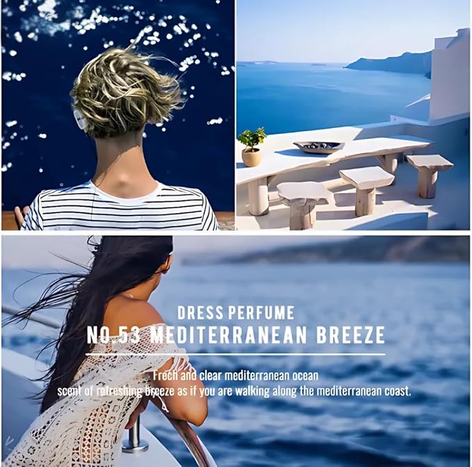 W.Dressroom No.53 Mediterranean Breeze Living Clear Perfume, Fabric & Room Spray, Water-Based Fresh Mist, Travel Size 2.36 oz