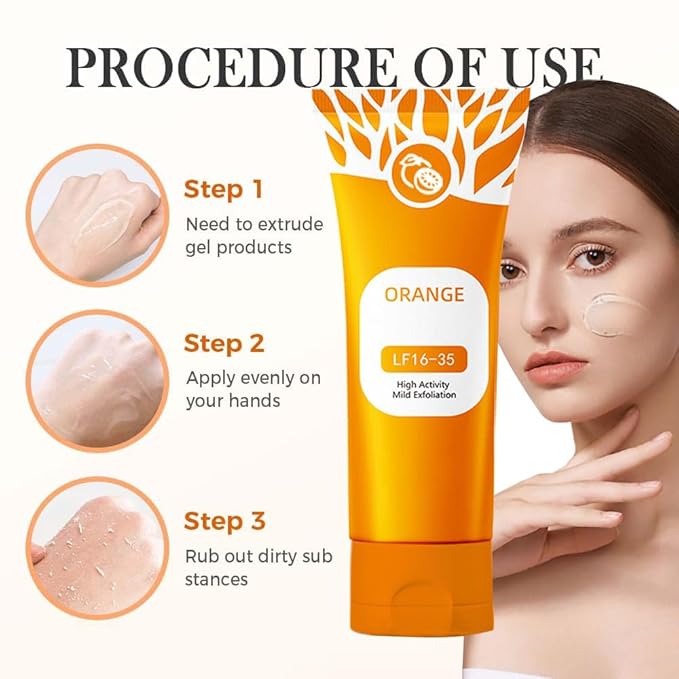 Orange Exfoliating Gel, Moisturizer Face Body Scrub 50g – Facial Cleansing For All Types Skin