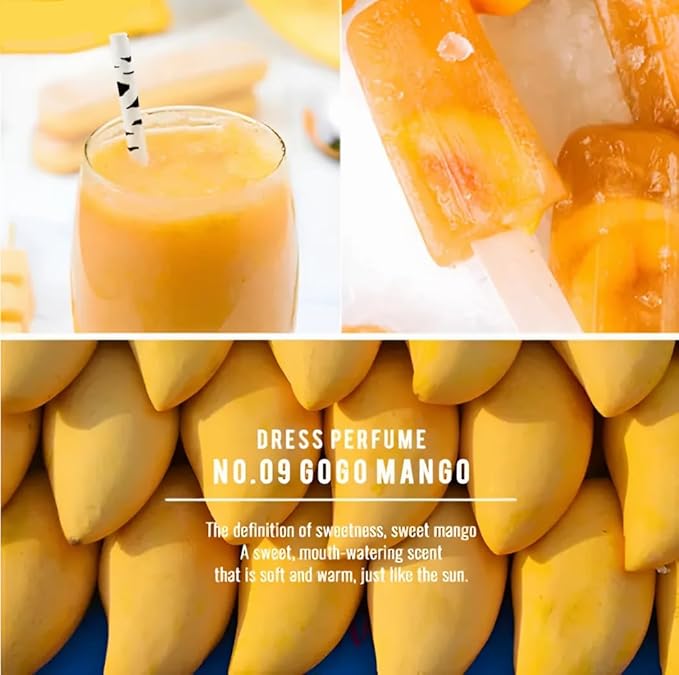 W.Dressroom No.09 Gogo Mango Living Clear Perfume, Body Mist, Long-Lasting Unisex, Alcohol-Free Water-Based, Spray on Skin, Clothes, Bedding & Car, Travel Size 5.28 oz