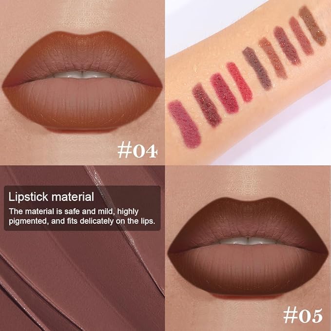 2Pcs Gradient Matte Lipstick Crayon Lip Liner pencil, Flawless Contour Gradual Ombre Effect lips Pencil, for Women Long Lasting Waterproof Smudge Proof Lipsticks Pencil 04#+05#