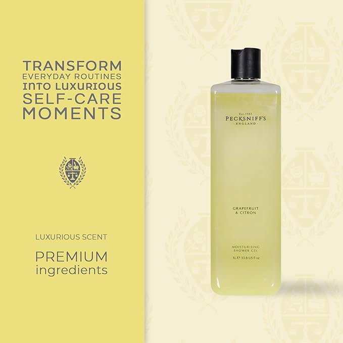 Pecksniff's Grapefruit & Citron Shower Gel - Gentle Cleanser for Sensitive Skin - Moisturizing & Hydrating - All Natural Cruelty Free Body Wash, 1000 ml / 33.80 Fl Oz