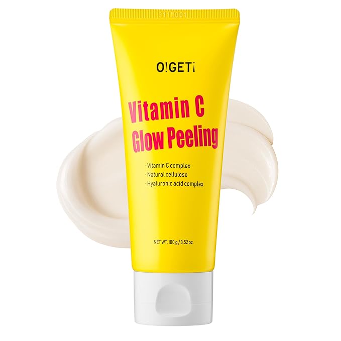 Vitamin C Glow Peeling Gel, Natural Cellulose & AHA Exfoliator, Vitamin C Complex, Upcycled Green Tangerine, Sensitive Skin Safe, 3.6oz