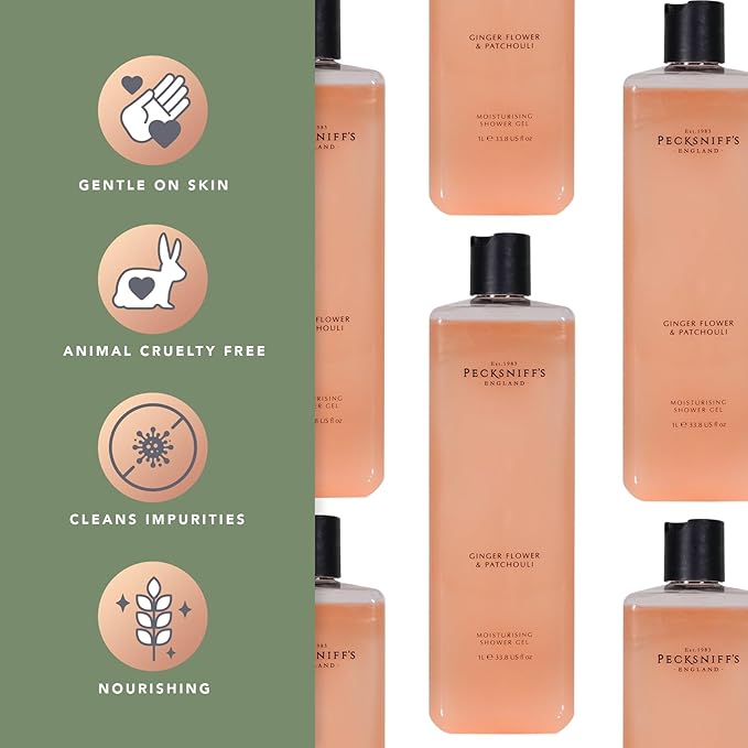 Pecksniff's Ginger Flower & Patchouli Moisturizing Shower Gel | 1000 ml / 33.80 Fl Oz