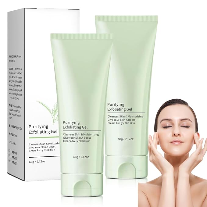2PCS Purifying Exfoliating Gel, Exfoliat-ing Gel, Purifying exfoliating Moisturizing gel, Purify-ing Exfoliat-ing Scrub, Cleansing Face and Body Exfoliat-ing Scrub
