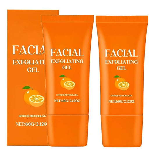 Facial Exfoliating Gel, Orange Exfoliating Gel Scrub for Face and Body, Orange Peeling Glue Remove Blackheads & Moisturize Skin for All Types Skin (A-2Pcs, One Size)
