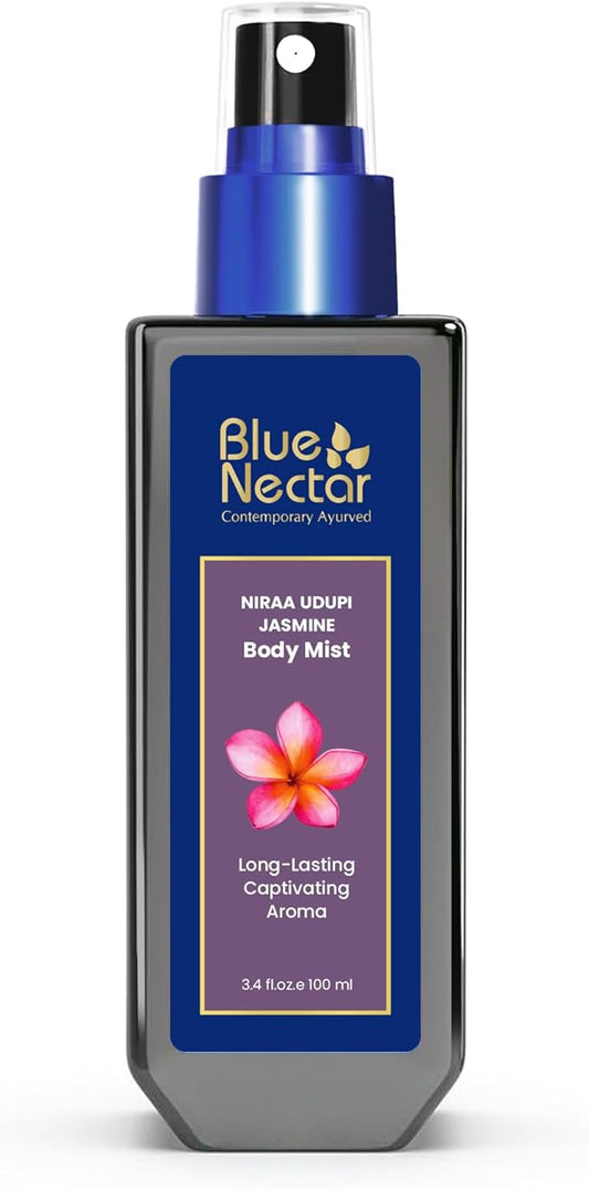 Blue Nectar Niraa Udupi Jasmine Body Mist for Long-Lasting Freshness and Relaxation (3.38 fl oz)