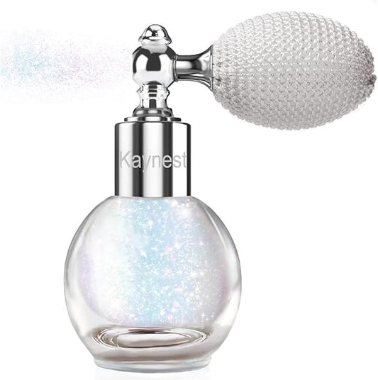 Sparkling Pink Highlighter Spray, Loose Shimmer Powder High Gloss Makeup Mist for Body, Face, Hair, Long Lasting Glitter Hairspray for Festive Party, Stage Shows, Nightclubs, Bar(Sparkling Pink)