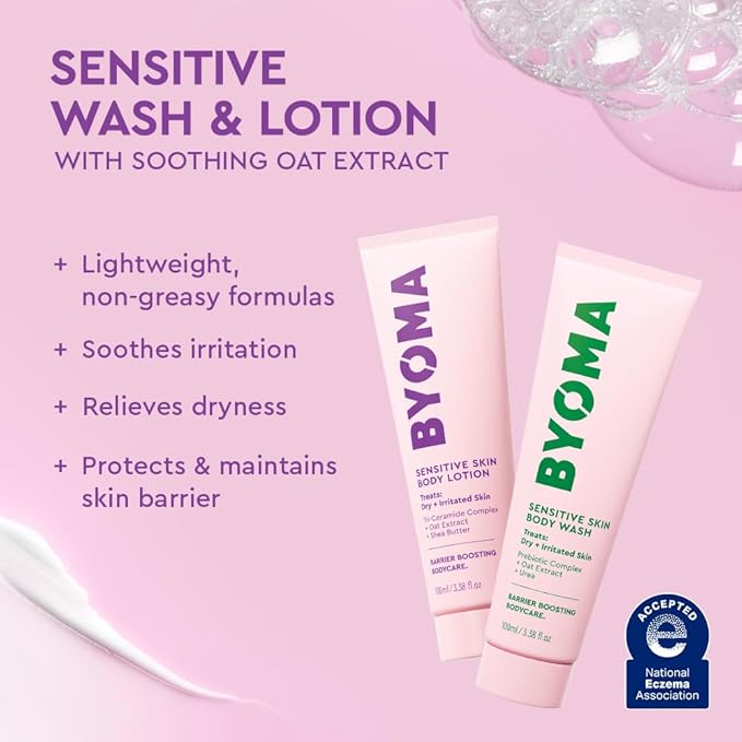 BYOMA Body Care Holiday Gift Set (6-Piece Kit) - Hydrating, Brightening & Sensitive Body Wash & Lotion - Travel Size, Supports Skin Barrier