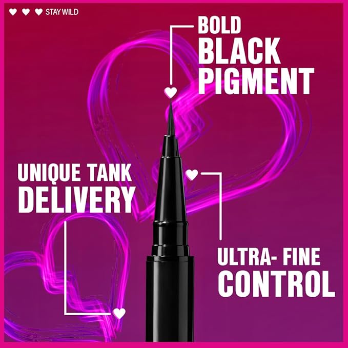 wet n wild Mega Last Breakup Proof Liquid Eyeliner - Ultra-Fine Brush, Waterproof, Long-Lasting - Cruelty-Free & Vegan - Ultra Black