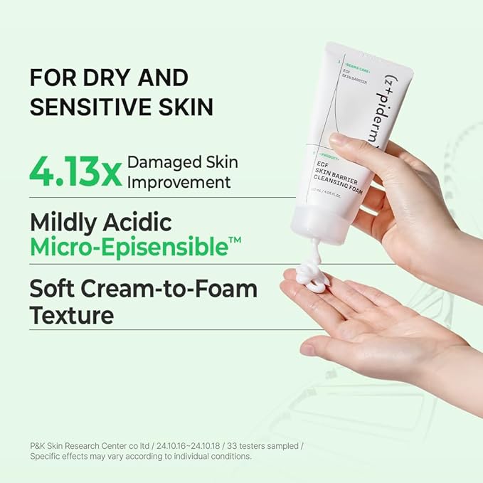 Zipiderm EGF Deep Cleansing Foam – Korean Gentle Facial Cleanser with EGF for Sensitive & Acne-Prone Skin, Double Cleansing K-Beauty Foam that Supports Skin Barrier & Smooth Texture, 4.05 fl oz