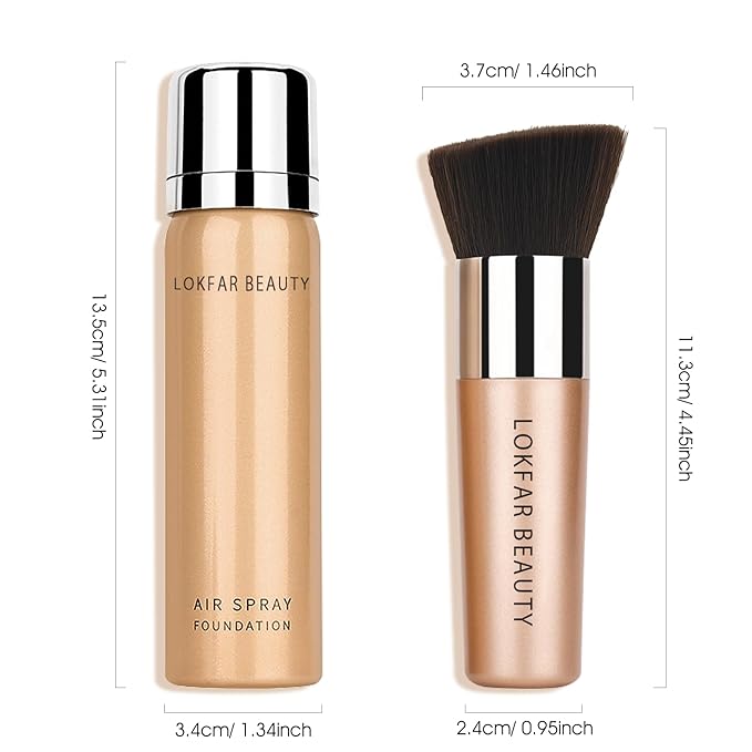 AirBrush Foundation Spray, Silky Mist Spray Makeup Kit with Brush, Full Coverage Foundation for Smooth Radiant Finish, Formula Breathable Lightweight Hydrating | #A06 Pearl