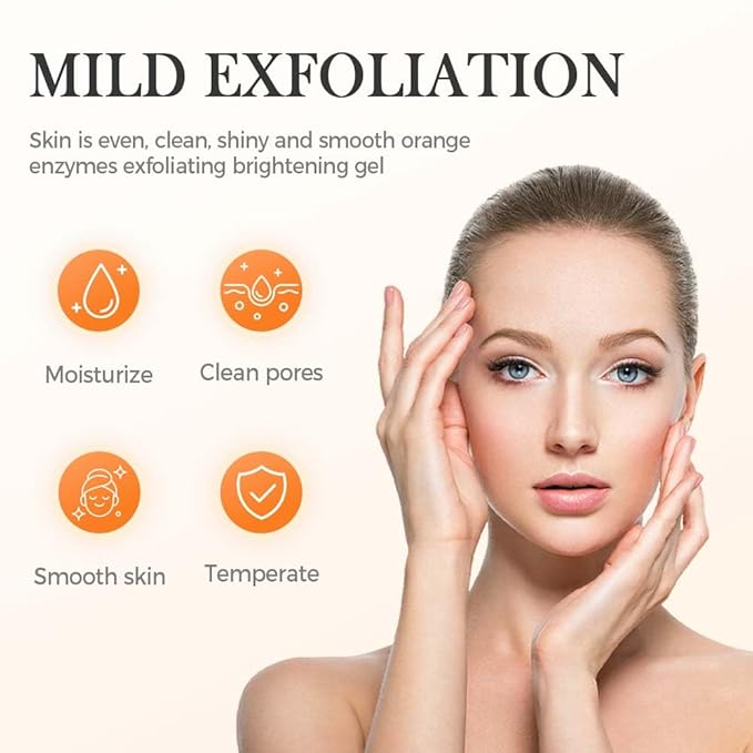 Orange Exfoliating Gel for Face and Body, 2025 Upgraded Exfoliating Cleansing Gel Scrub, Orange Enzymes Exfoliatings Gels, Deep Clean Pores, Remove Blackheads Moisturize Skin for All Types Skin (2pcs)