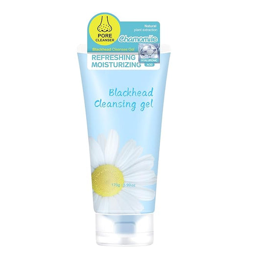 Chamomile Hyaluronic Acid Blackhead Cleasing Gel for Face Nose Body,Deep Cleaning,Moisturizing,Oil Contarol,Facial Exfoliating Gel for All Types Skin (6 Oz)