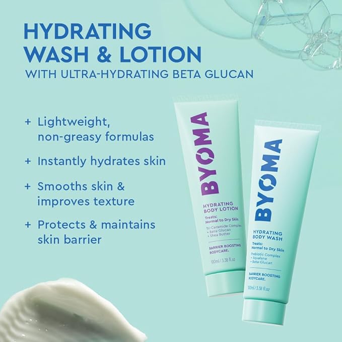 BYOMA Body Care Holiday Gift Set (6-Piece Kit) - Hydrating, Brightening & Sensitive Body Wash & Lotion - Travel Size, Supports Skin Barrier