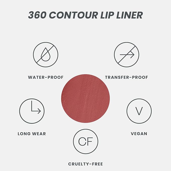 Wonderskin Lipliner Pencil - 360 Contour Lipliner, Long Lasting, Sharpenable, Waterproof and Transfer-Proof Nude Lip Liner Pencil (Ruby)