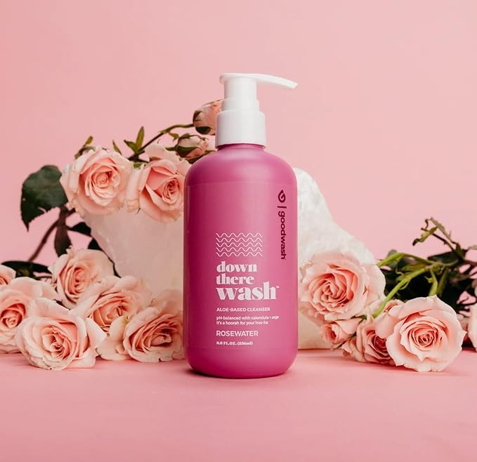 Down There Wash Aloe-Based Intimate Cleanser, pH-Balanced with Calendula and Sage, Rosewater Scent, 8.5oz