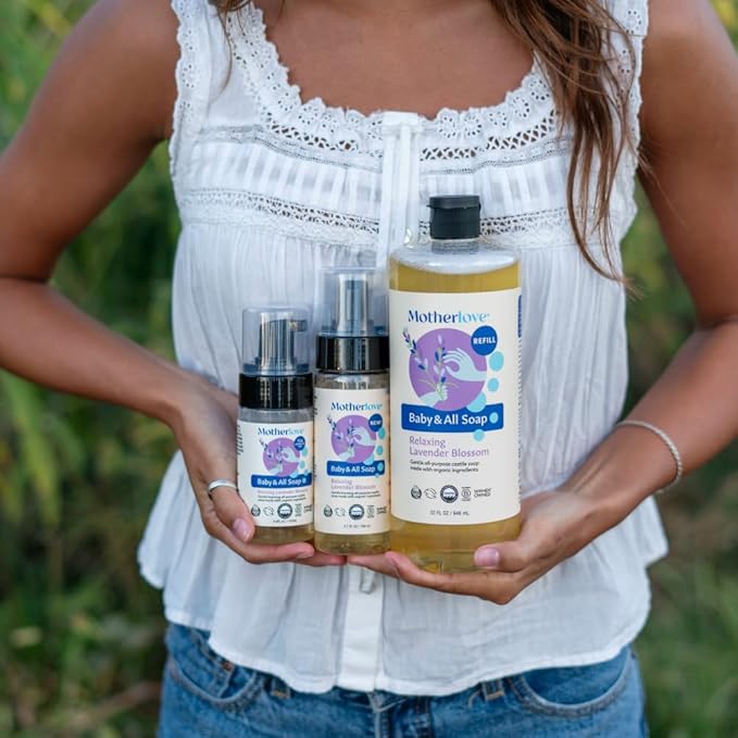 Motherlove Baby & All Soap (32 oz) Gentle Foaming All-Purpose Castile Soap Made with Organic Ingredients – Relaxing Lavender Blossom
