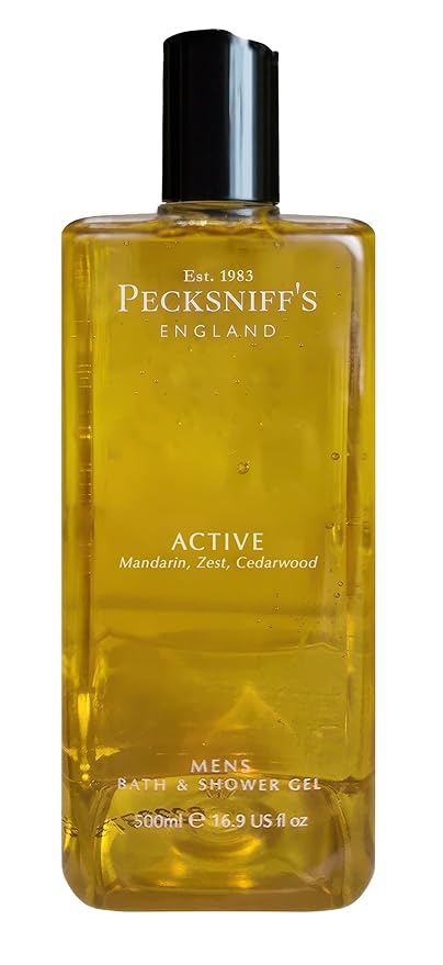 Pecksniff's Men's Luxurious Moisturizing Bath & Shower Gel | Luxury Shower with Zesty Citrus Fougere Aroma | Body Wash Men | Invigorating Active Scent, 500ml