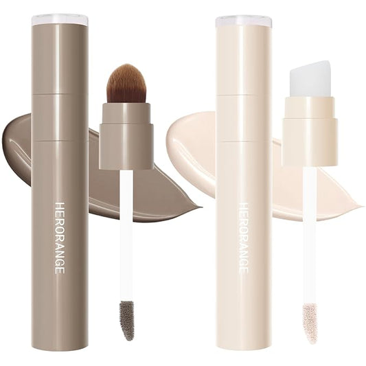 2Pcs Warm Toned Grey Liquid Contour & Highlighter Stick, Blendable Cold Matte Cream for Face Eye Highlight, Lightweight, Moisturizing and Long Lasting Cream Contour Illuminator Brightening Makeup