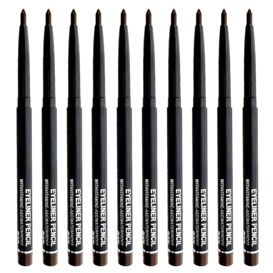 10PCS Brown Automatic Waterproof Inner Eyeliner, Eyeshadow & Eyebrow Pencil – Multi-Use Cream Pen for Liner, Shadow & Brows