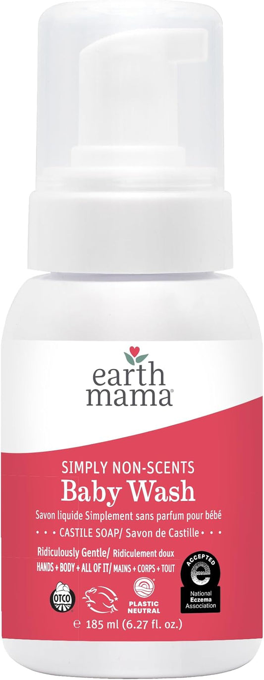 Earth Mama Baby Liquid Wash Foaming Hand Soap, Organic All Purpose Body Wash for Sensitive Skin, Castile Soap with Coconut Oil, Shea Butter, Calendula, & Aloe, Sweet Orange, 6.27 Fl Oz (Pack of 1)
