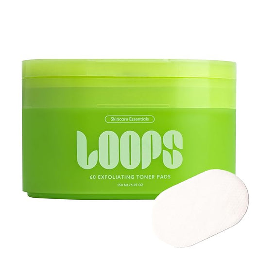 LOOPS Exfoliating Toner - Refine, Resurface, and Rebalance Skin - Pre-soaked Bamboo Pad - Skincare Toners for Face - Exfoliatings Treatment Toner - Exfoliating Pads - Gifts for Women, Stocking Stuffer