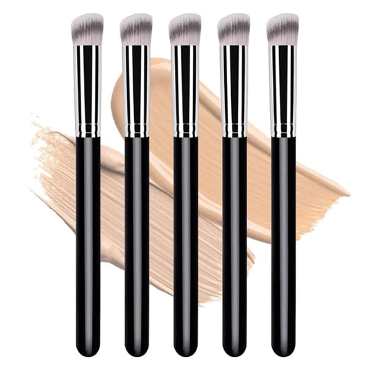 5Pcs Concealer Brush Set, Dense Mini Angled Kabuki Brush for Blending Under Eye Concealer, Detailed Nose Contour Setting Powder, Foundation & Eyeshadow, Cruelty-Free, 270
