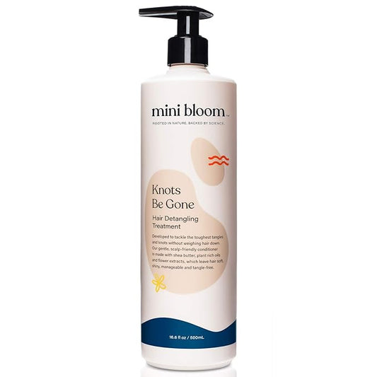 Mini Bloom Knots Be Gone Detangling Conditioner Treatment | Detangler Baby & Kid Safe | Made w/Shea Butter, Plant Rich Oils & Flower Extracts | Leaves Hair Soft, Shiny, Manageable Tangle-free 16.6oz