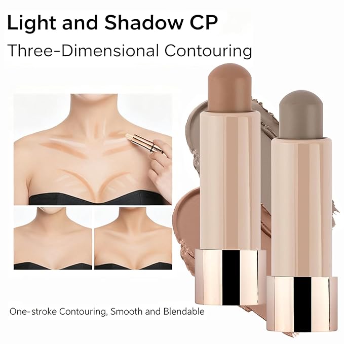 Warm Toned Contour Stick, Natural Buildable Coverage Cream Contour Bronzer Stick,Smooth Blendable Face & Nose Shading, Travel-Ready Long Wear Face Shaping Makeup (02#Natural Brown)