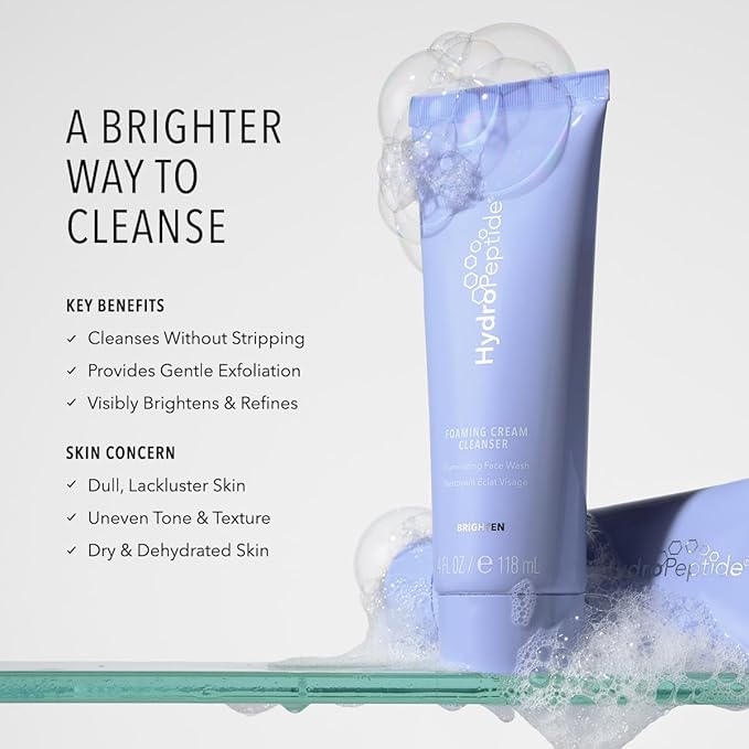 HydroPeptide Foaming Cream Cleanser, Illuminating Fortifying Peptide Face Wash, 4.7 ounce
