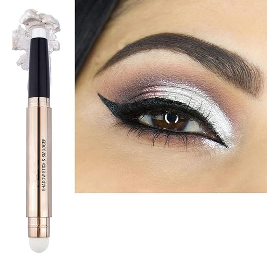 White Eyeshadow Stick white Eyeliner Pencil Makeup Cream Shimmer Smooth Glitter Eyeshadow Pencil Base Primer Hypoallergenic Waterproof Long Lasting Eye Shadow Highlighter Stick 01