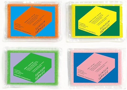 [SunSun Sponge] Kitchen Sponge 4-Pack, Multi-Purpose for Dishwash, Bath, and Stovetop, Excellent Drainage & Rich Lather, Durable & Long-Lasting