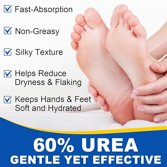 Urea Foot Cream 2Pack, 60% Urea Cream for Maximum Strength Moisturizer Dry Foot, Fast Repairs Rough Skin, Nourish Cracking Heels, Callus Remover for Feet,1.41 Fl Oz