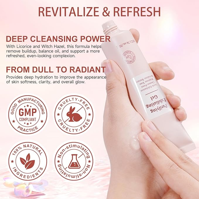 Purifying Exfoliating Gel, Facial Exfoliator Cleanser, Face Scrub, Natural Exfoliating Gel Purifying Cream, Gentle for Face Body, Deep Cleansing for All Skin