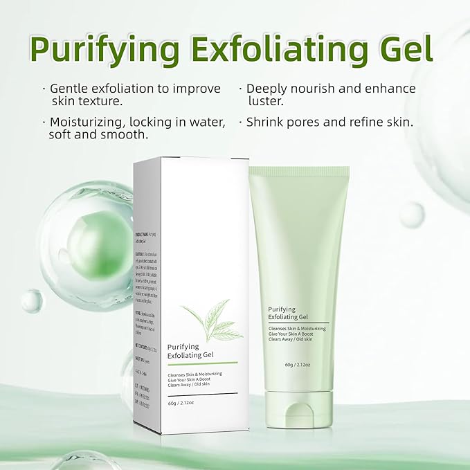 2 Pack Purifying Exfoliating Gel，Face & Body Exfoliating Cream，Purifying Cream，Deep Pore Cleansing, Moisturizes Skin, Moisturizes and Exfoliates， Suitable for All Skin Types，2.12Oz Each