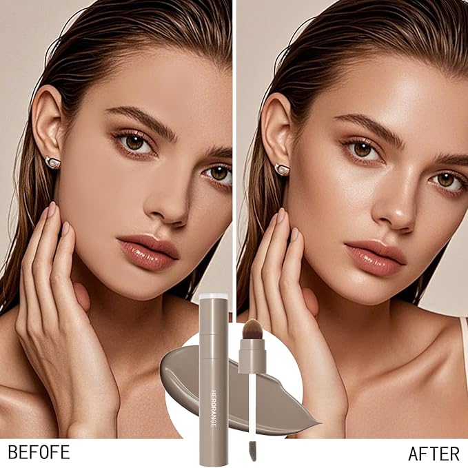 Warm Toned Natural Brown Liquid Contour Stick, Blendable Lightweight & Long-Lasting Cold Matte Grey Cream Bronzer for Face Shaping Contouring Makeup, Portable Travel Size, 02 Warm Taupe Brown