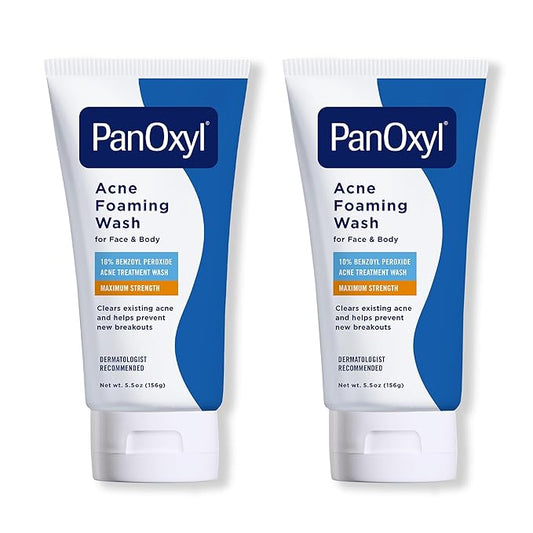 PanOxyl Acne Foaming Wash Benzoyl Peroxide 10% Maximum Strength Antimicrobial, 5.5 Oz (Pack of 2)