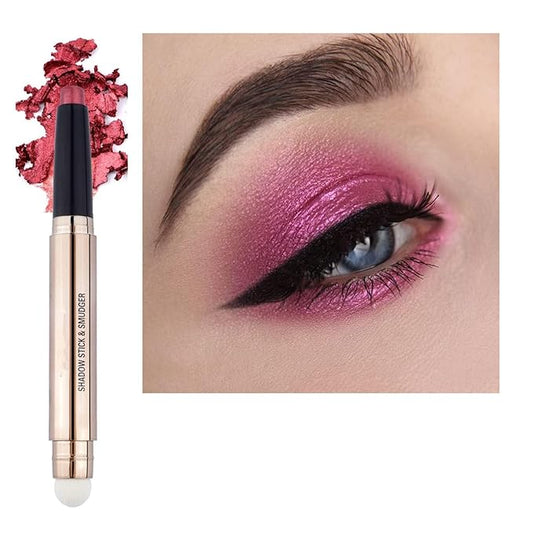 2 in 1 Rose Red Cream Eyeshadow Stick For Eye Makeup Shimmer Eyeshadow Pencil Eyeliner Palette Dark Light Matte Hypoallergenic Waterproof Long Lasting Eye Shadow Multi-Dimensional Eyes Look 06