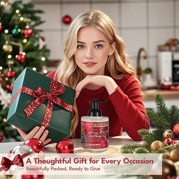 ROMIIE ZOI Christmas Foaming Hand Soap with Gift Box- Regal Christmas, Infused with Holiday Floral- 500ml/ 16.8oz