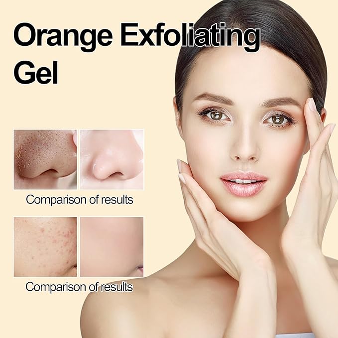 Orange Exfoliating Gel Scrub for Face and Body, Orange Peeling Gel, Deep Clean Pores, Remove Blackheads & Moisturize Skin for All Types Skin (2PCS)