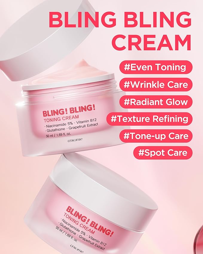 A'SOME Bling Bling Toning Cream Korean Facial Moisturizer with 5% Niacinamide for Radiant Complexion, Pudding Gel Texture with Hyaluronic Acid & 10 Vitamins for All Skin Types, 1.69 fl.oz.