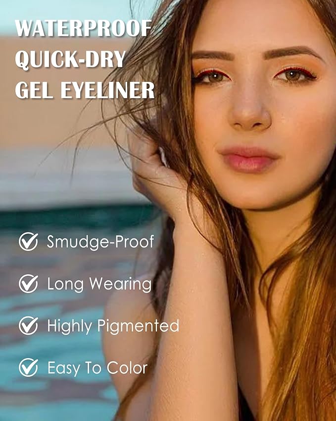 White Matte Gel Eyeliner Pencil Waterproof, Metallic Retractable Cream Smooth Eye Liner Pencils, Long Lasting Waterline Hypoallergenic Eyeliner Brightener Pencil, Smudge-Proof Eye Makeup for Women-01